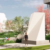 Exterior Green Space and Sculptures View 1